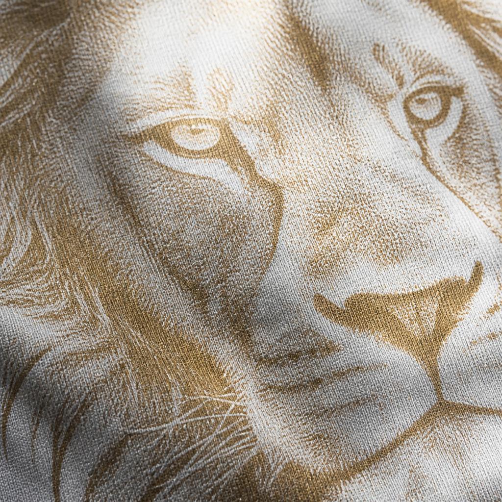 Faded gold lion back print detail